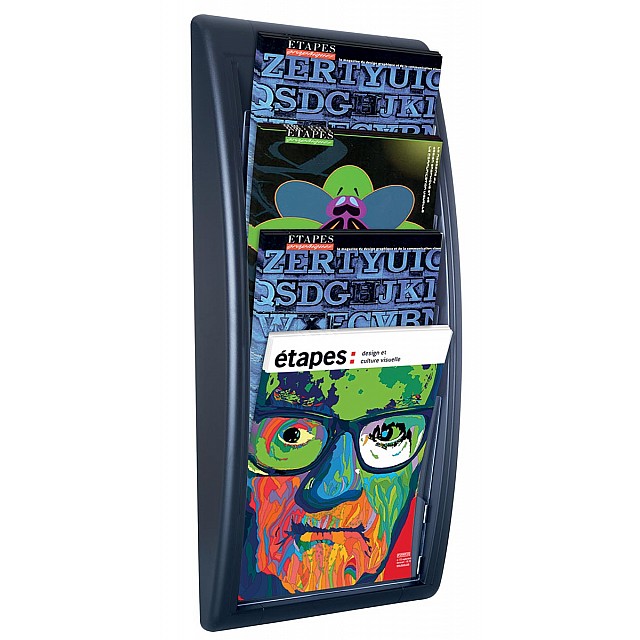 WANDFOLDERHOUDER 4 COMP. ZWART