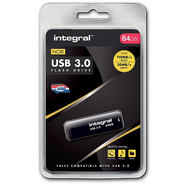 INTEGRAL USB 3.0 64GB ZWART