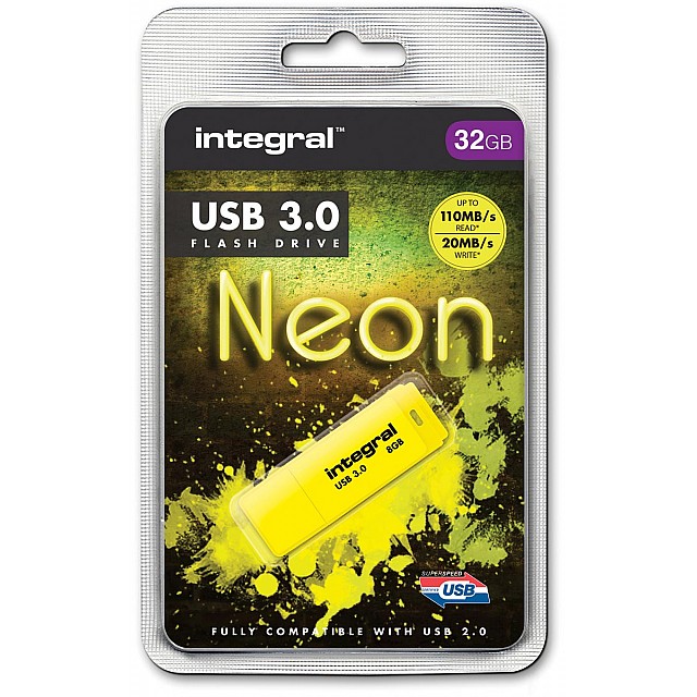 INTEGRAL USB3 NEON 32GB GEEL