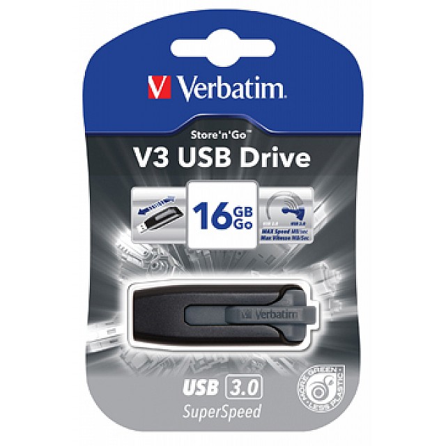 VERBATIM V3 USB 3.0 16GB ZWART