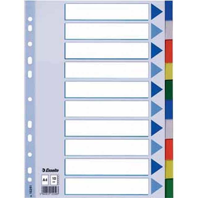 ESSELTE TABBLAD PP KLEUR 10TABS