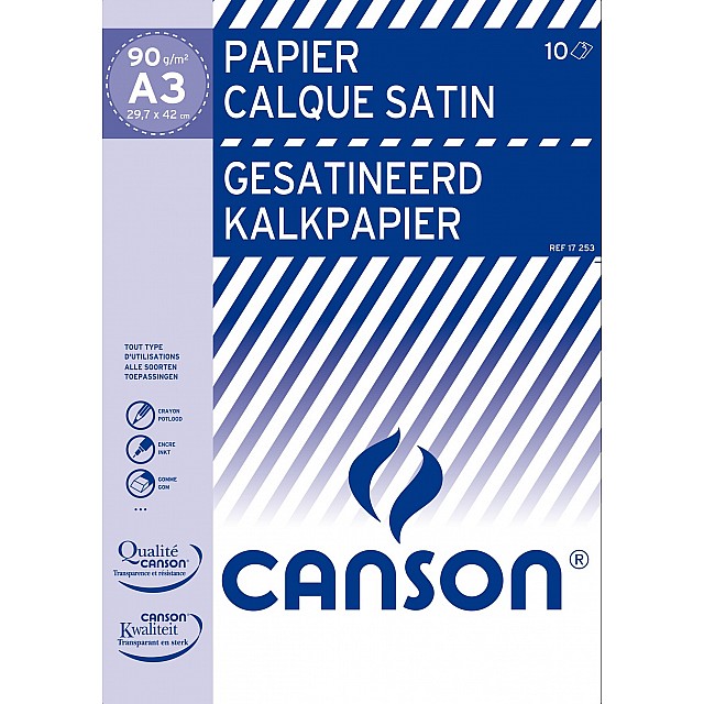 CANSON POCHETTE KALKPAPIER 90GR A3 10V