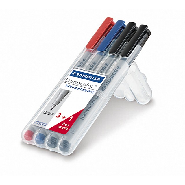 STAEDTLER LUMO NON-PERMANENT FIJN 4ST