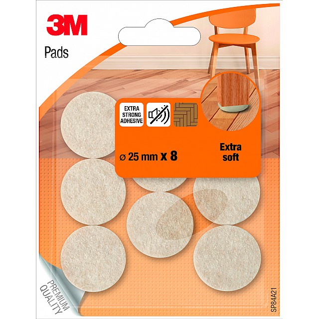 3M EXTRA SOFT VILTGLIJDERS 8ST