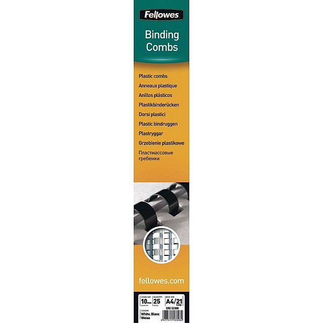FELLOWES BINDRUG 10MM WIT 25X