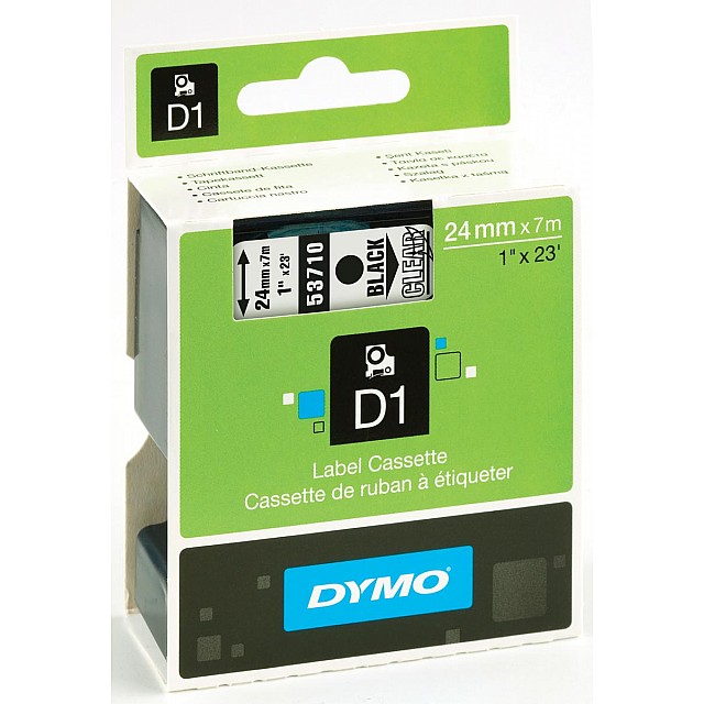 DYMO TAPE 24M ZWART/TRANSP