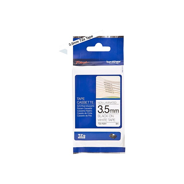 BROTHER P-Touch TZE-N201 black on white 3,5mm