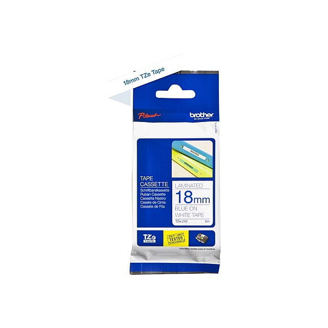 BROTHER P-Touch TZE-243 blue on white 18mm