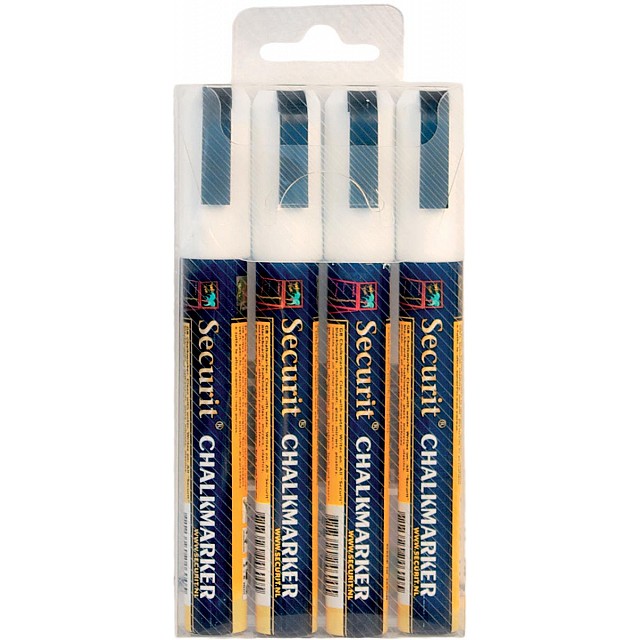 SECURIT KRIJTMARKER MED WIT 4X