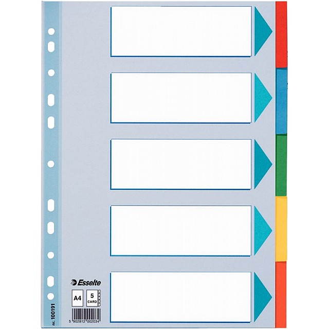 ESSELTE TABBLAD KARTON 160G 5TABS