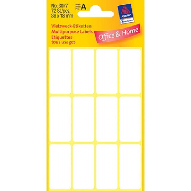 ETIK ILC 38X18MM 72ST WIT