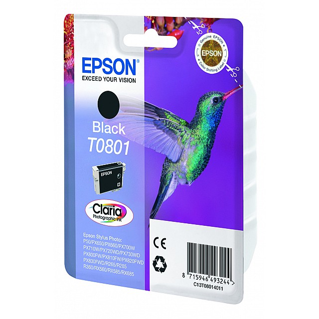 EPSON T0801 inktcartridge zwart standard capacity 7.4ml 330