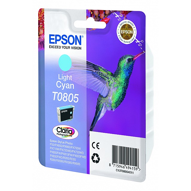 EPSON T0805 inktcartridge licht cyaan standard capacity 7.4m