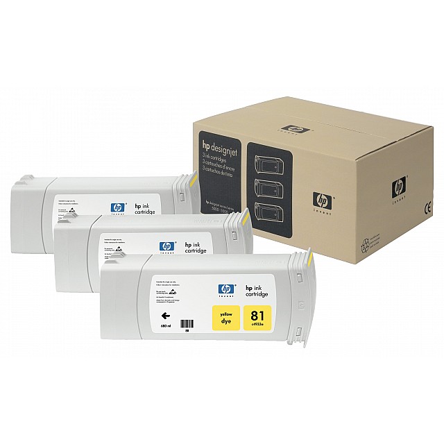 HP 81 orginele dye inktcartridge geel standard capacity 3 x