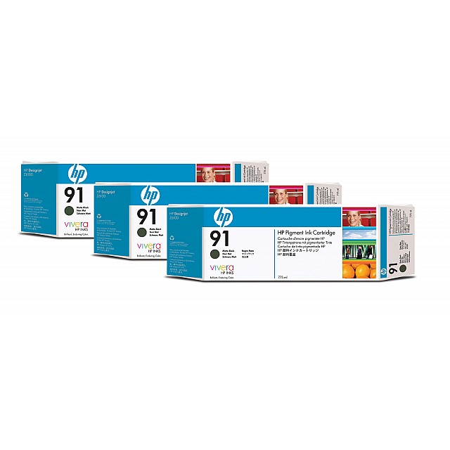 HP 91 originele ink cartridge matzwart standard capacity 3 x