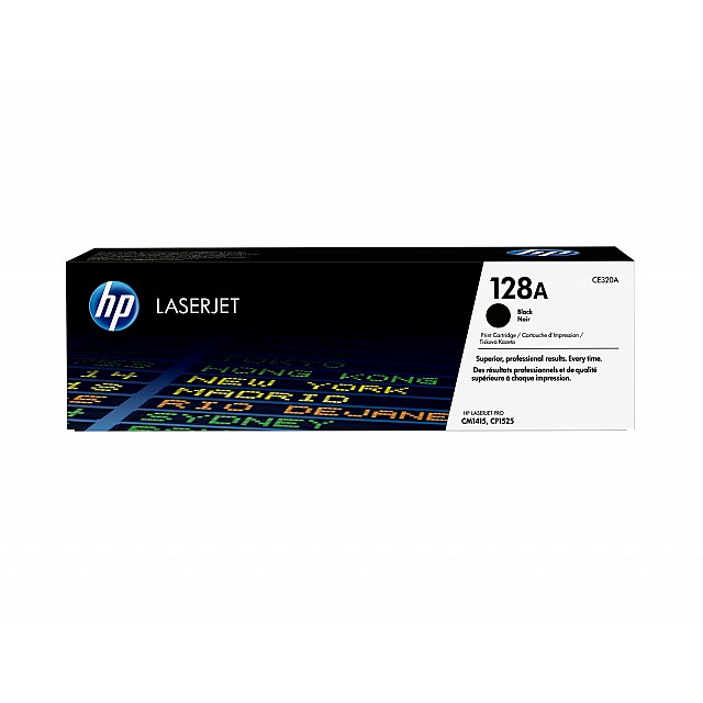 HP 128A original LaserJet Toner cartridge CE320A black stand