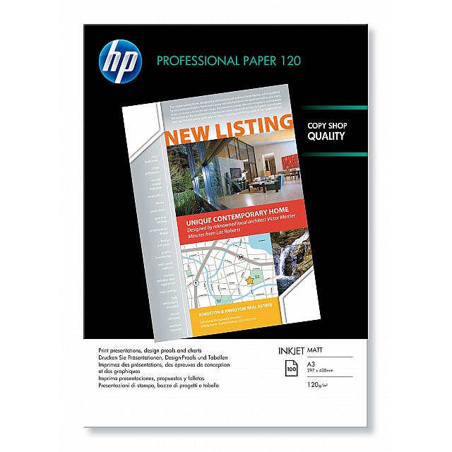 HP Professional matt paper wit inktjet 120g/m2 A3 100 sheets