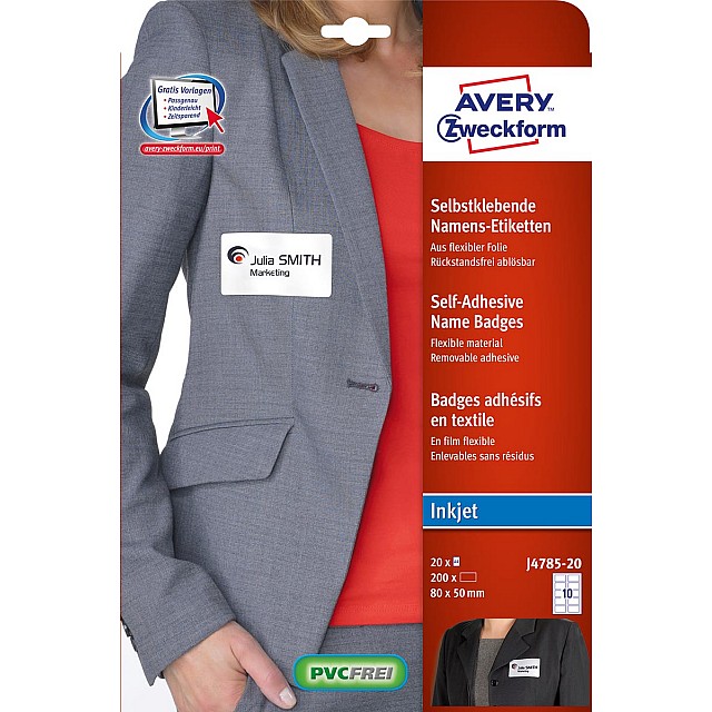 AVERY BADGE 80X50 INKJET DS200