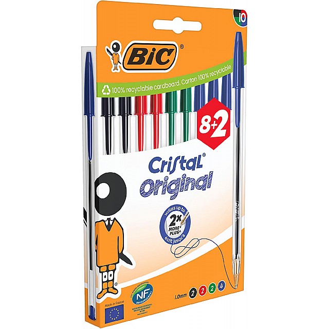 BIC CRISTAL BP ASS BLS 8+2