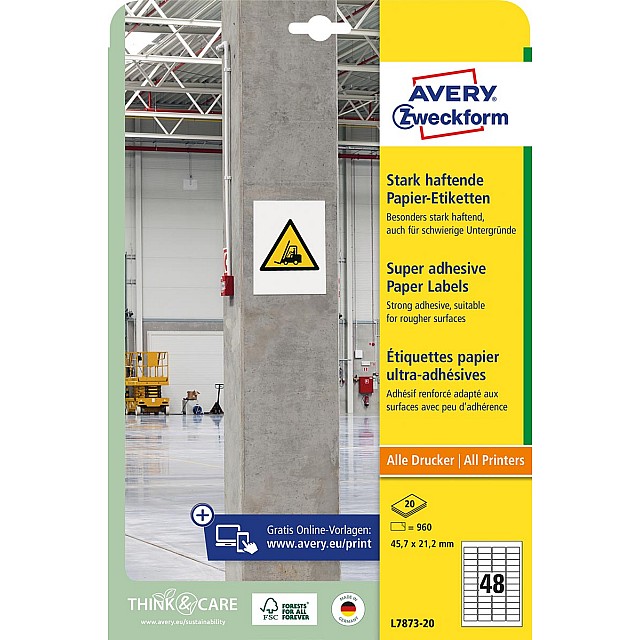 AVERY ETIK PAPIER 45X21 P960