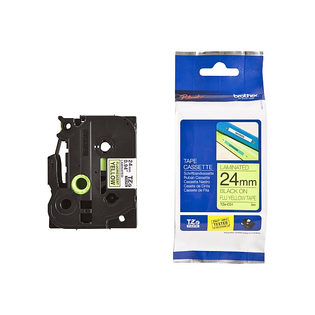 BROTHER P-Touch TZE-C51 black on neon yellow 24mm