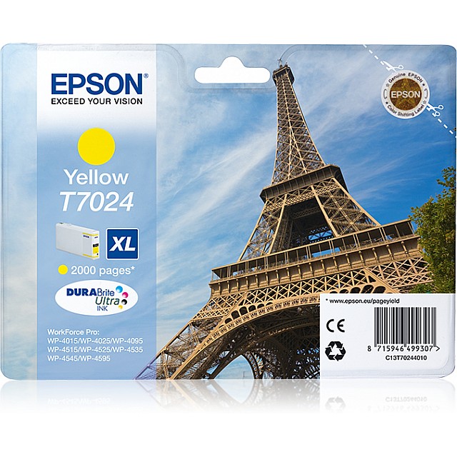 EPSON T7024 inktcartridge geel high capacity 21.3ml 2.000 pa