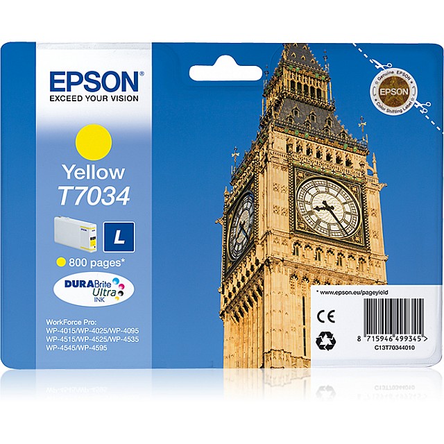 EPSON T7034 inktcartridge geel standard capacity 9.6ml 800 p