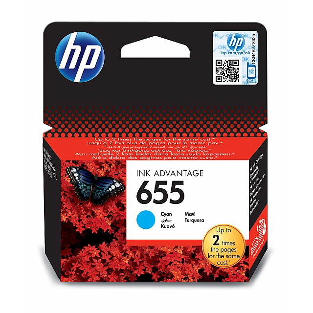 HP 655 original Ink cartridge CZ110AE BHK cyan standard capa
