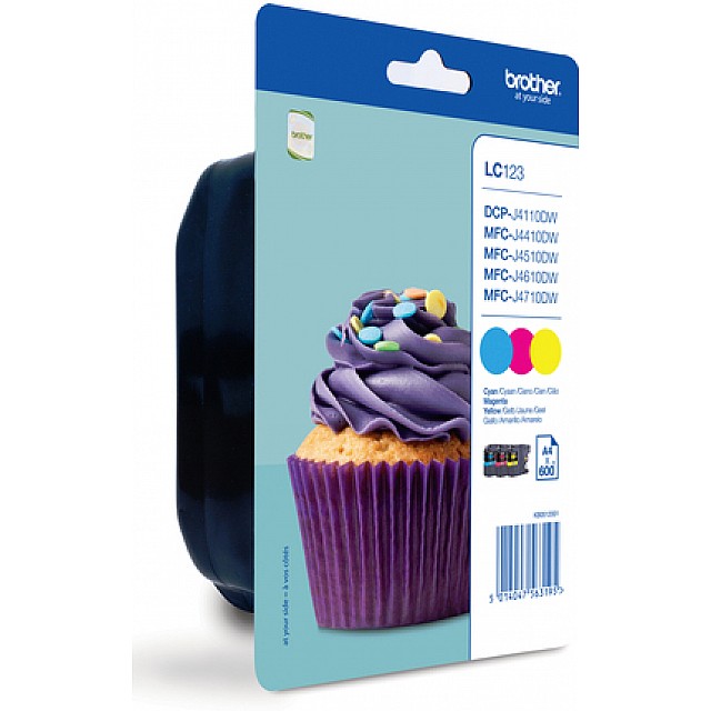 BROTHER LC-123 inktcartridge cyaan, magenta en geel standard