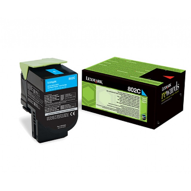 LEXMARK 802C tonercartridge cyaan low capacity 1.000 pagina