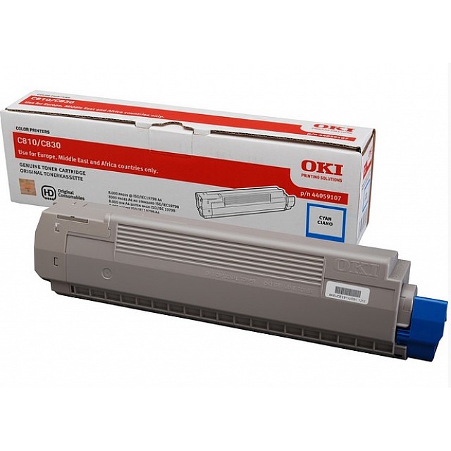 OKI C810, C830 tonercartridge cyaan standard capacity 8.000