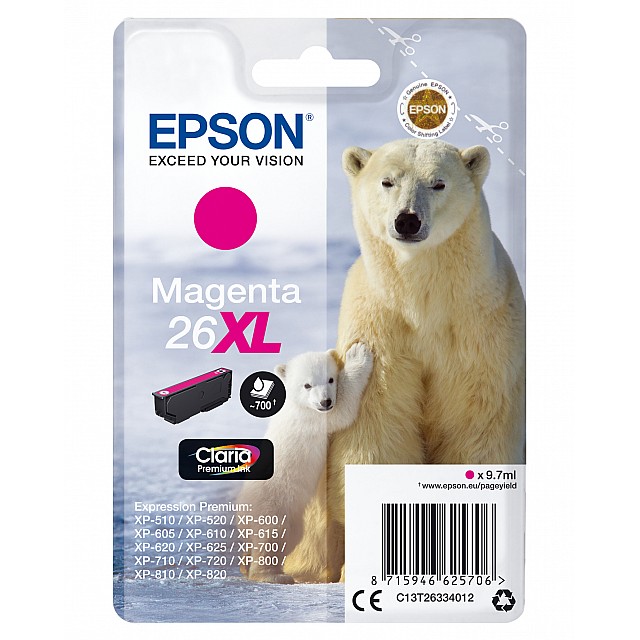 EPSON 26XL inktcartridge magenta high capacity 9.7ml 700 pag