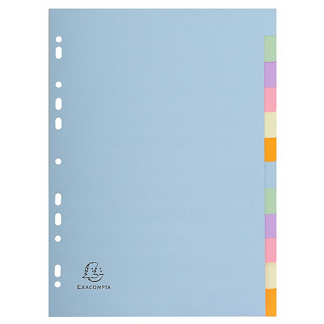 EXAC TABKAART 12TABS A4 FELLE  KLEUREN