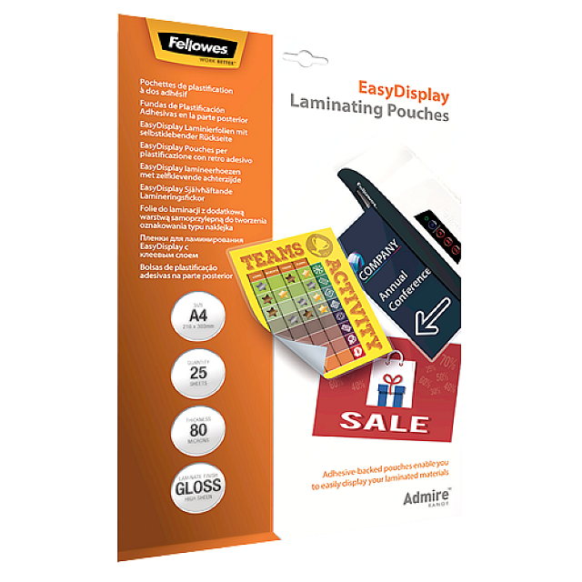 FELLOWES LAMINEERHOES A4 EASYMOVE 80µ 25ST