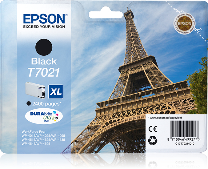 EPSON T7021 inktcartridge zwart high capacity 45.2ml 2.400 p