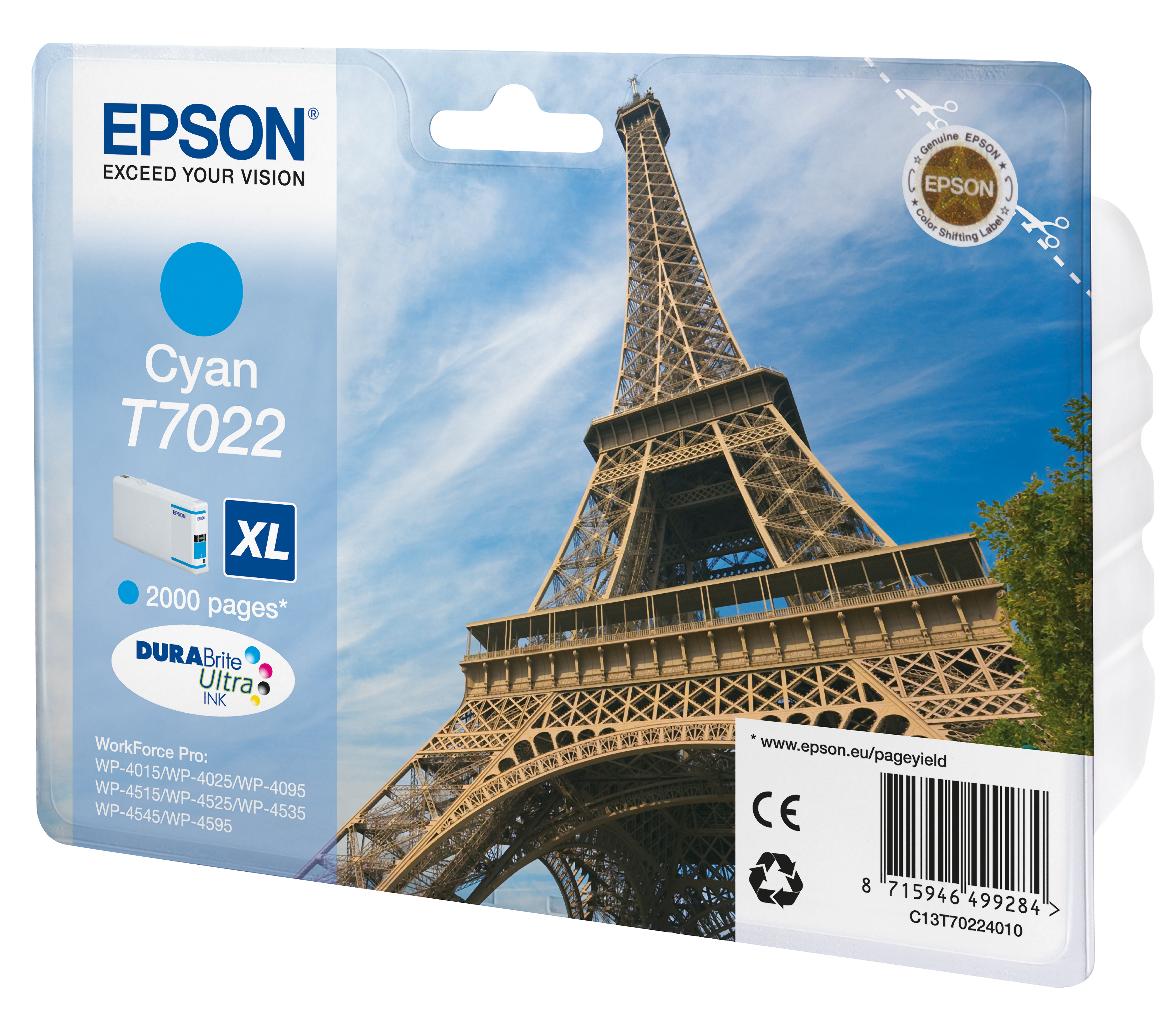 EPSON T7022 inktcartridge cyaan high capacity 21.3ml 2.000 p