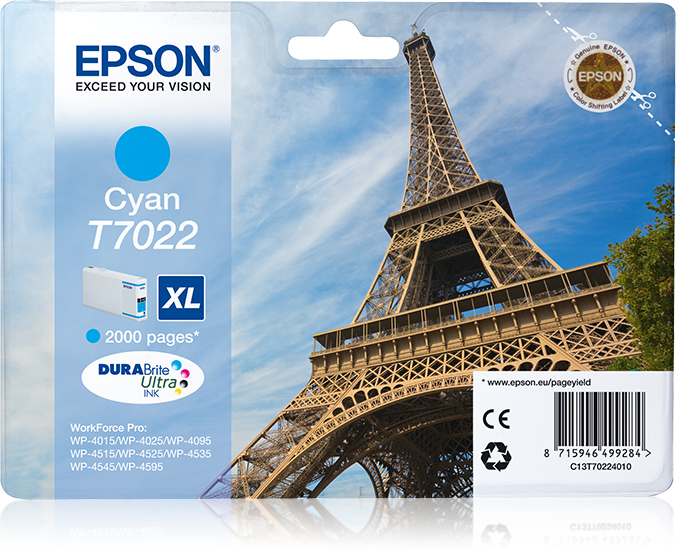 EPSON T7022 inktcartridge cyaan high capacity 21.3ml 2.000 p