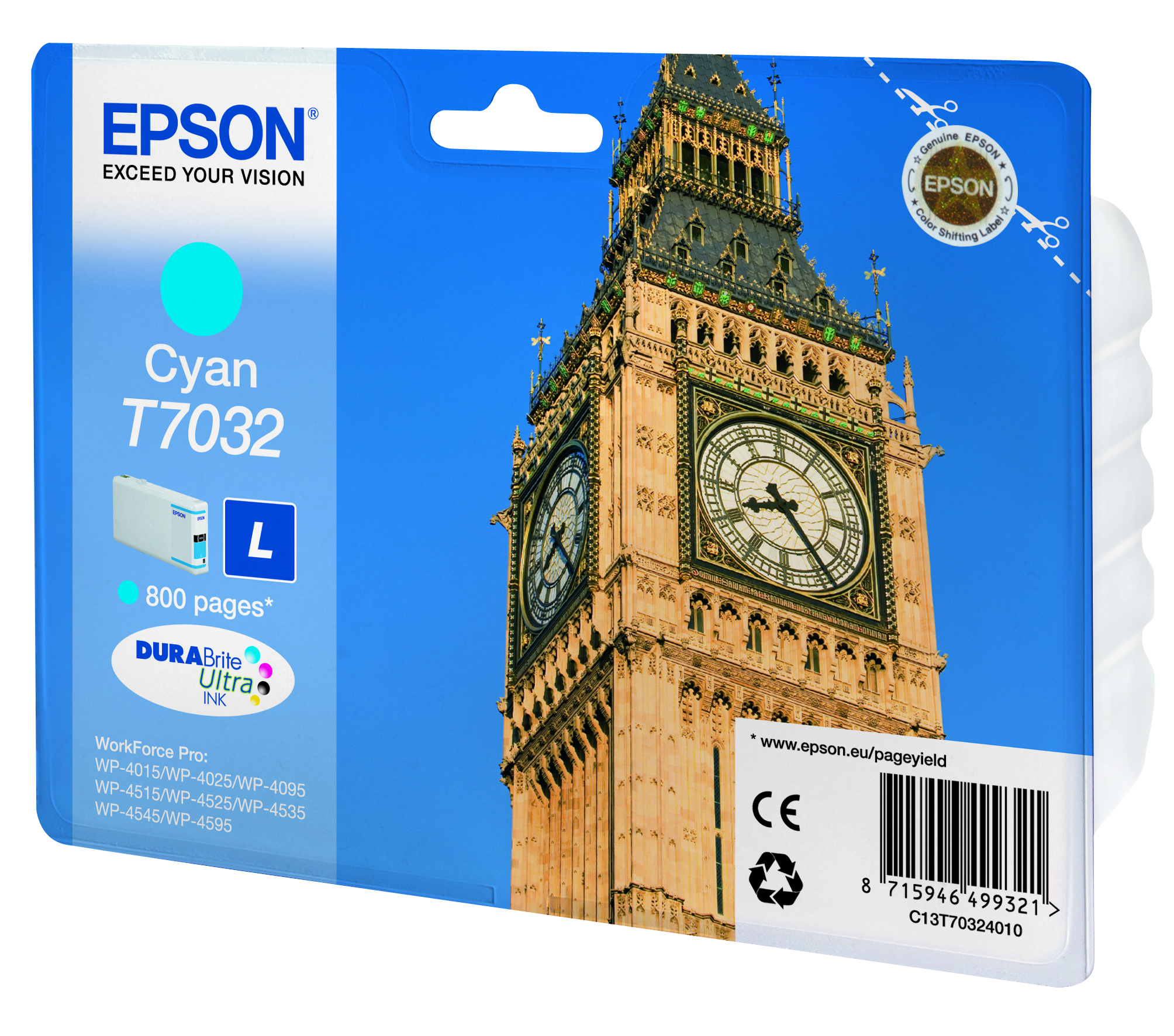 EPSON T7032 inktcartridge cyaan standard capacity 9.6ml 800