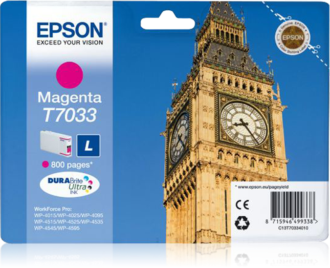 EPSON T7033 inktcartridge magenta standard capacity 9.6ml 80
