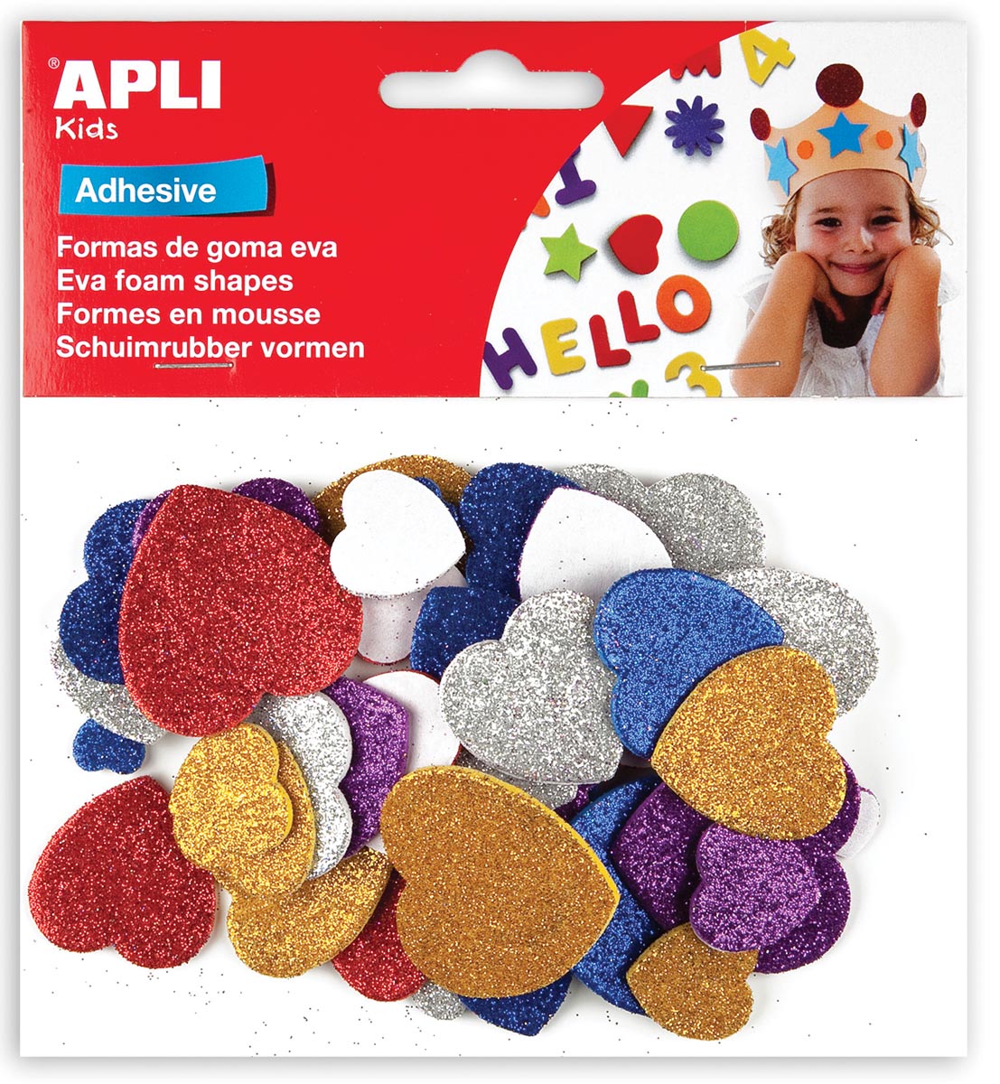 SCHUIMRUBBER GLITTER HART 50ST