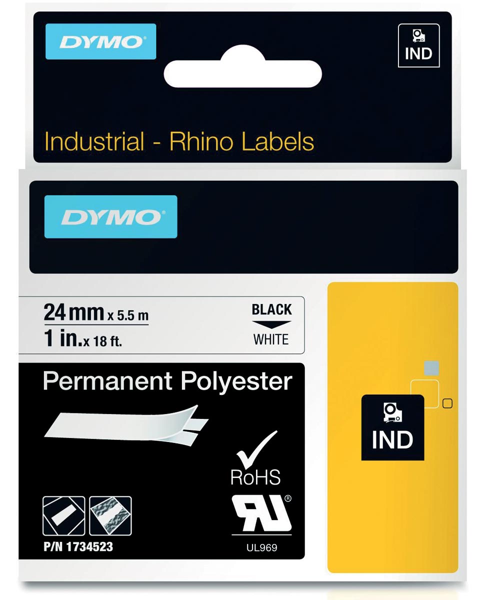 RHINO TAPE 24MM POLY ZW/WIT