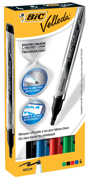VELLEDA MARKER LIQ INK ASS 4X