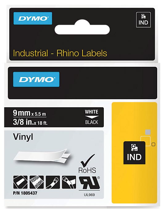 RHINO 9MM VINYL WIT OP ZWART