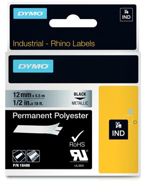 RHINO TAPE 12MM POLY ZW/MET