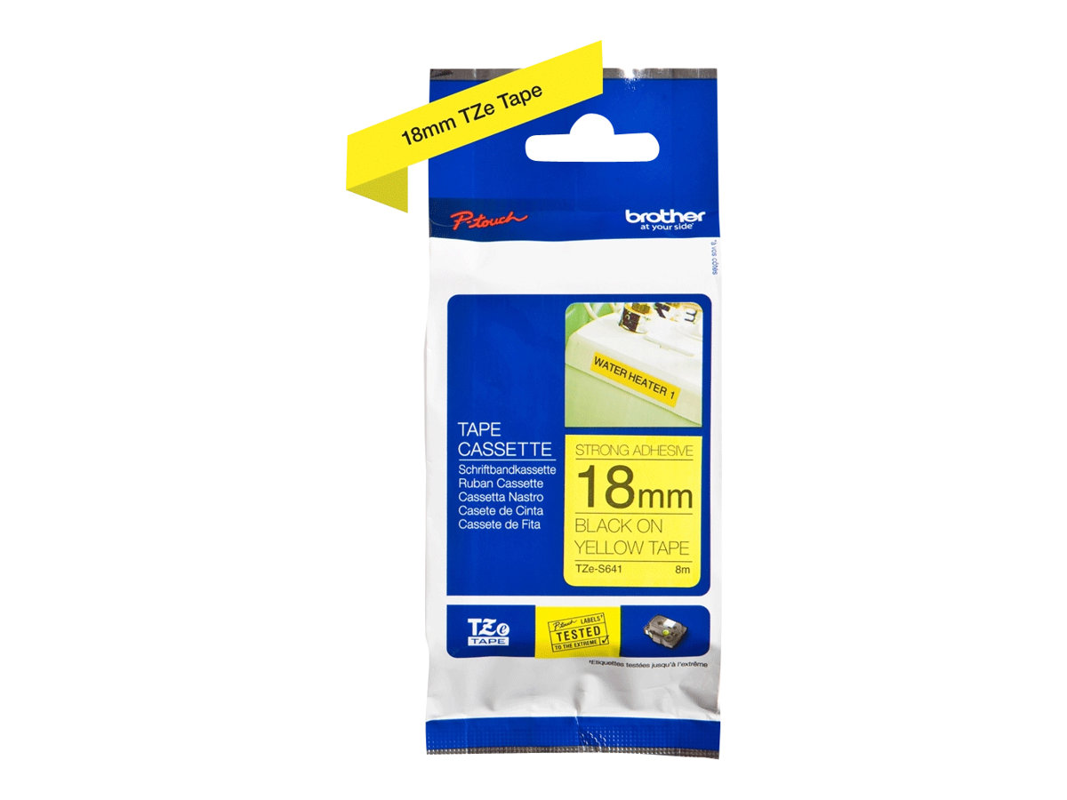 BROTHER P-Touch TZE-S641 black on yellow 18mm extra gluey