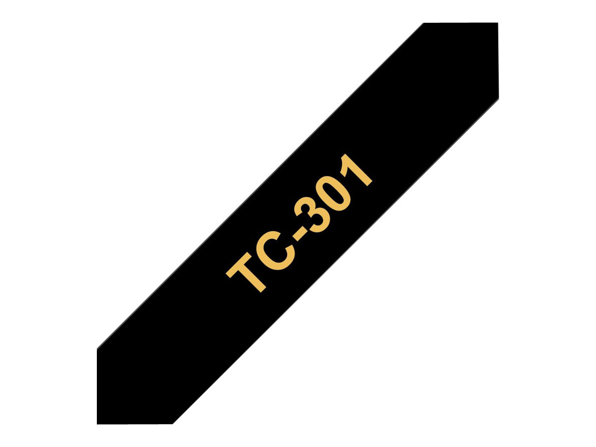 BROTHER P-Touch TC-301 gold on black 12mm
