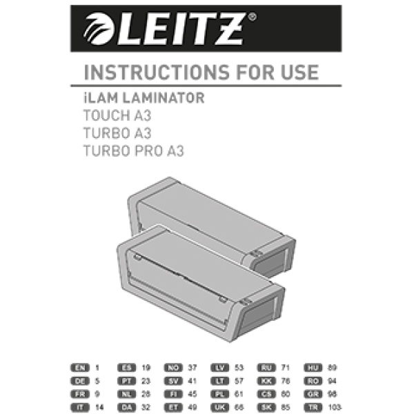 LEITZ I LAM TOUCH2 A3 TURBO LAMINEERTOESTEL