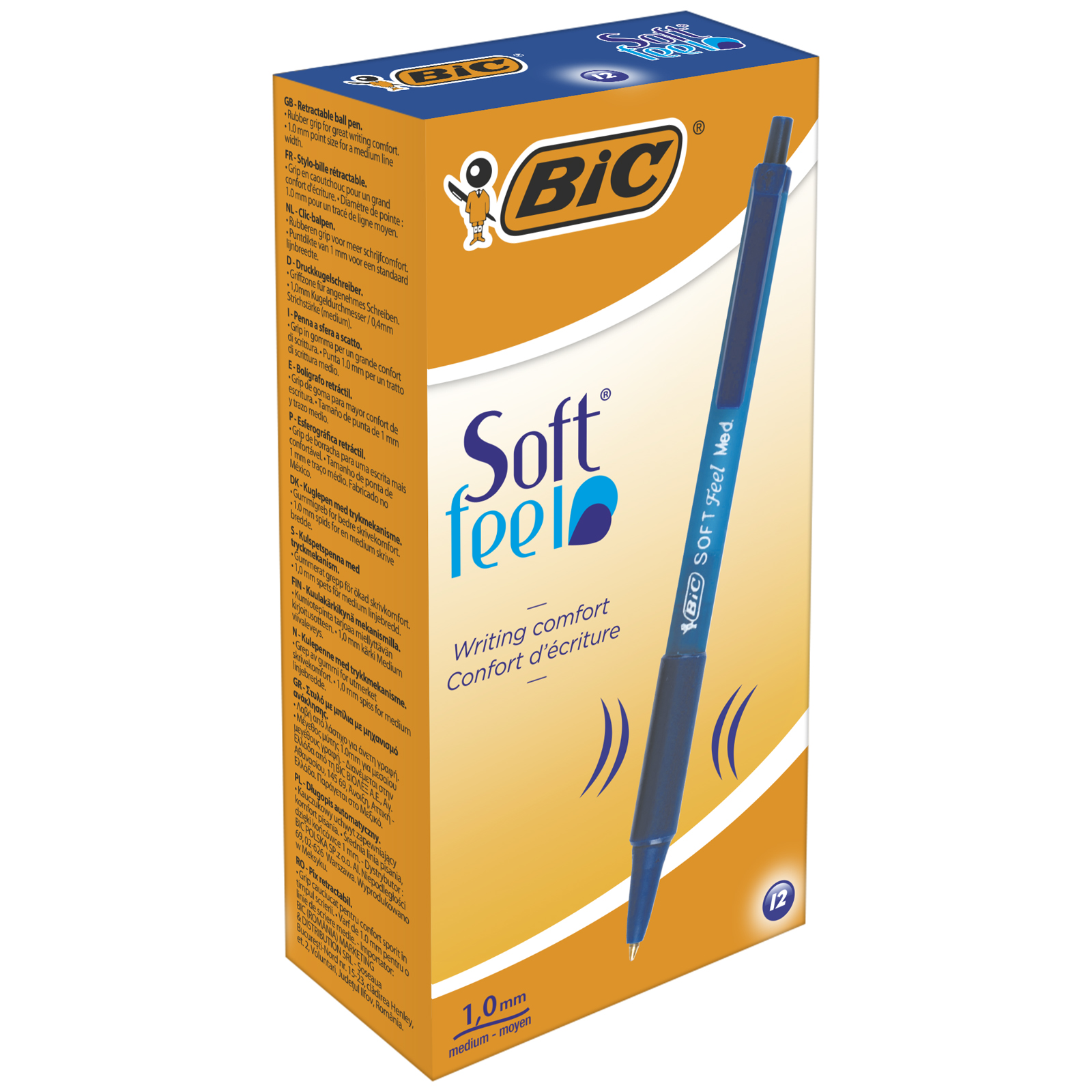BIC SOFT CLIC BALPEN 12ST BLAUW