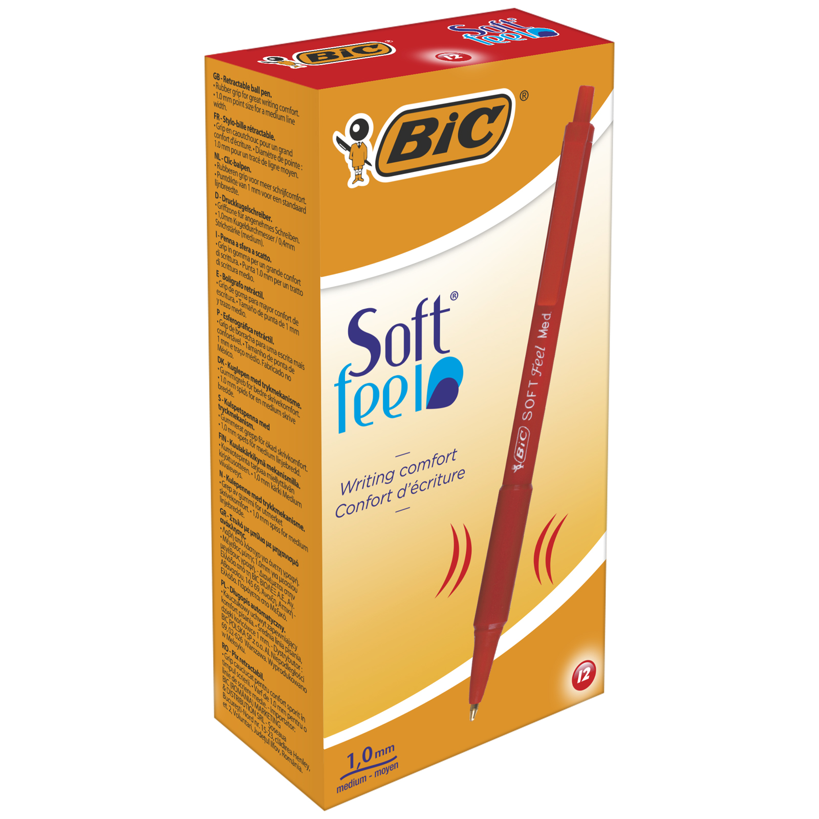 BIC SOFT CLIC BALPEN 12ST ROOD