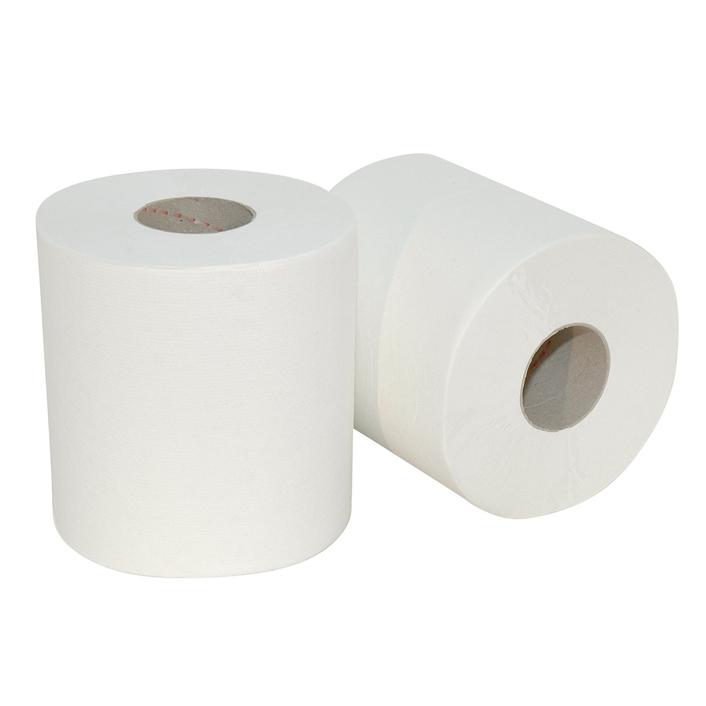 Pap. Poetsrol 2-lg ctrfeed wit recycled 20x37,5cm - 6 rollen